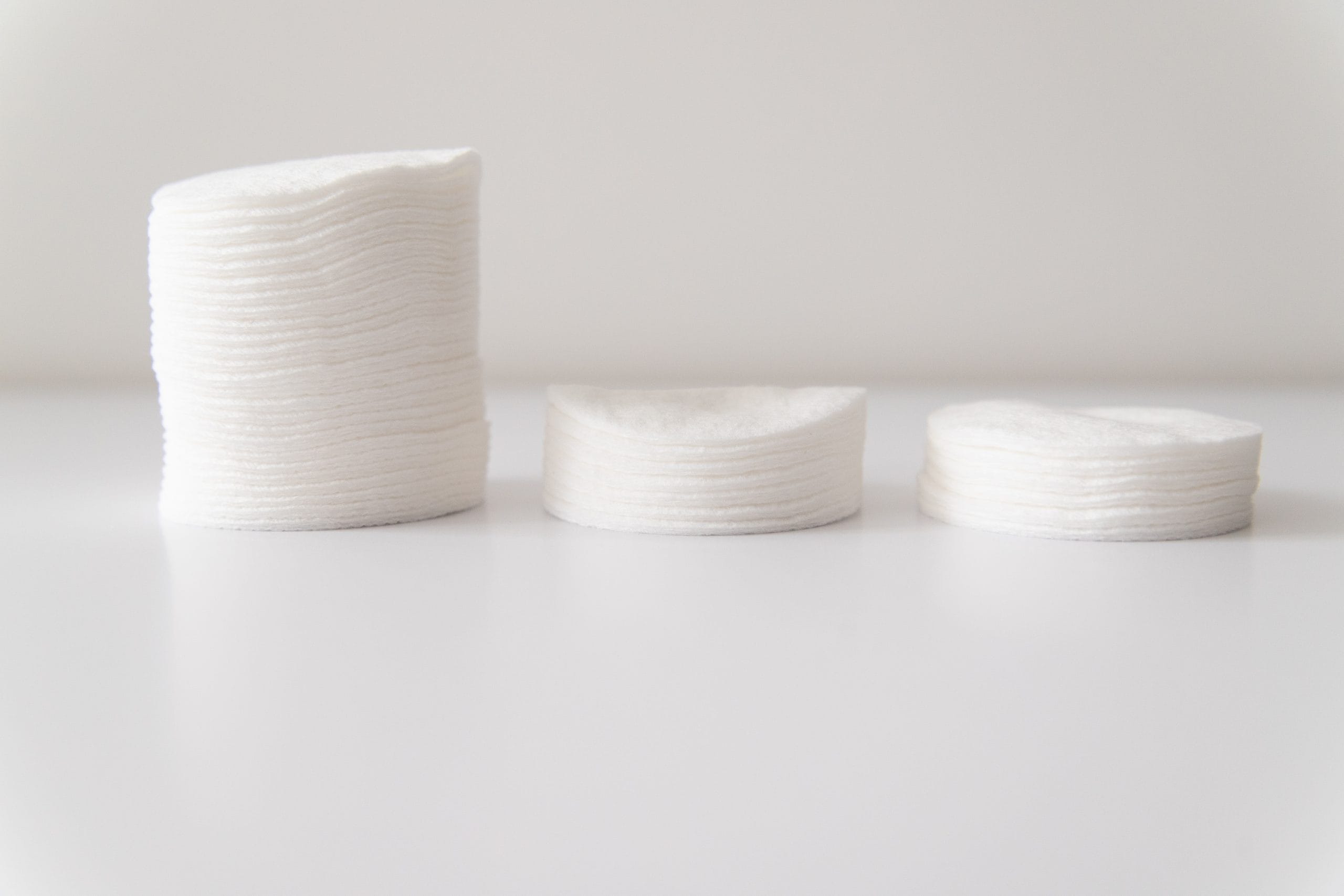 Piles of cotton wool pads