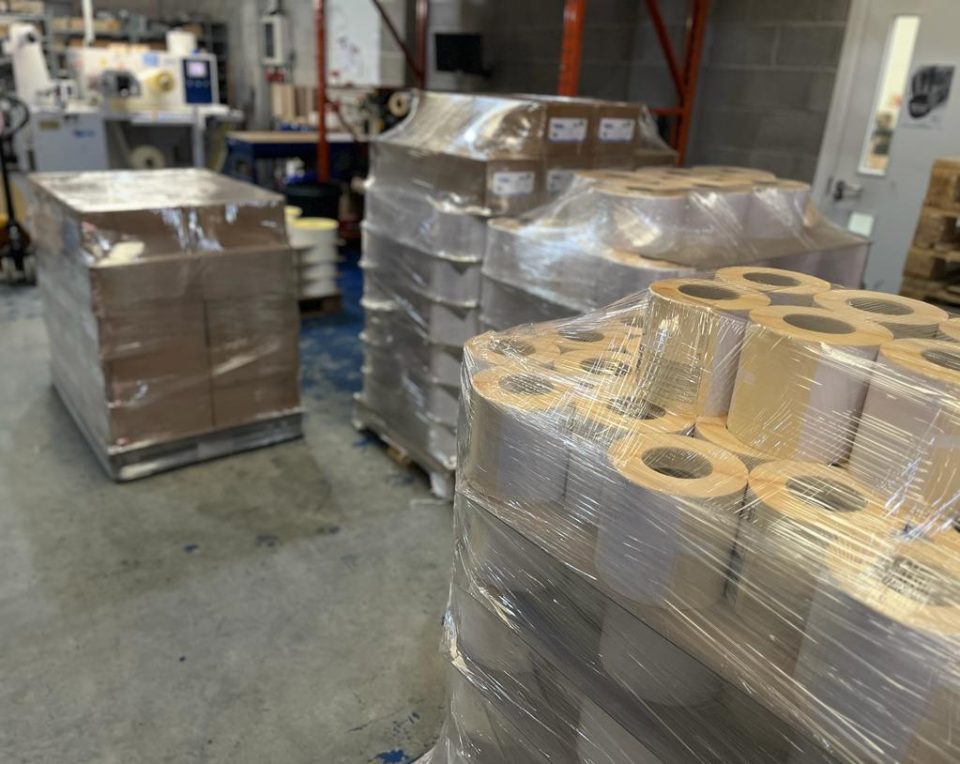 Pallets of labels