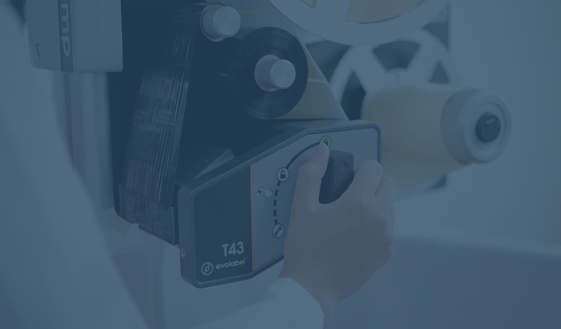 Person operating Evolabel labelling machine