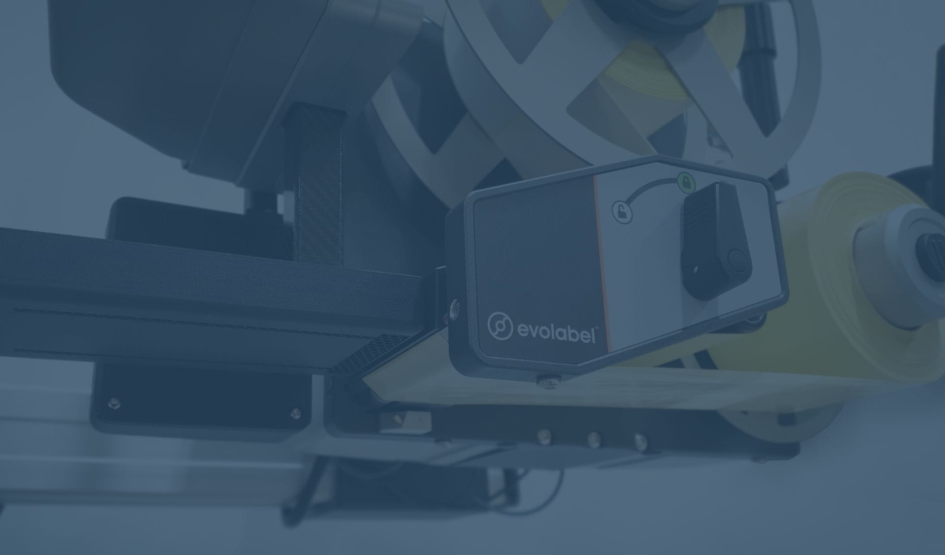 Close up of Evolabel QuickTamp Airless machine